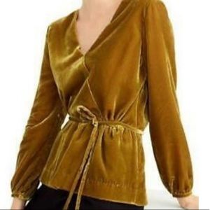 J. Crew lush velvet faux-wrap top